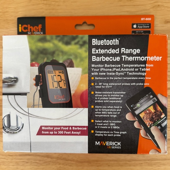 iChef Maverick Bluetooth Meat Thermometer Grilling Accessory BT-600 NEW NIB - Picture 1 of 6